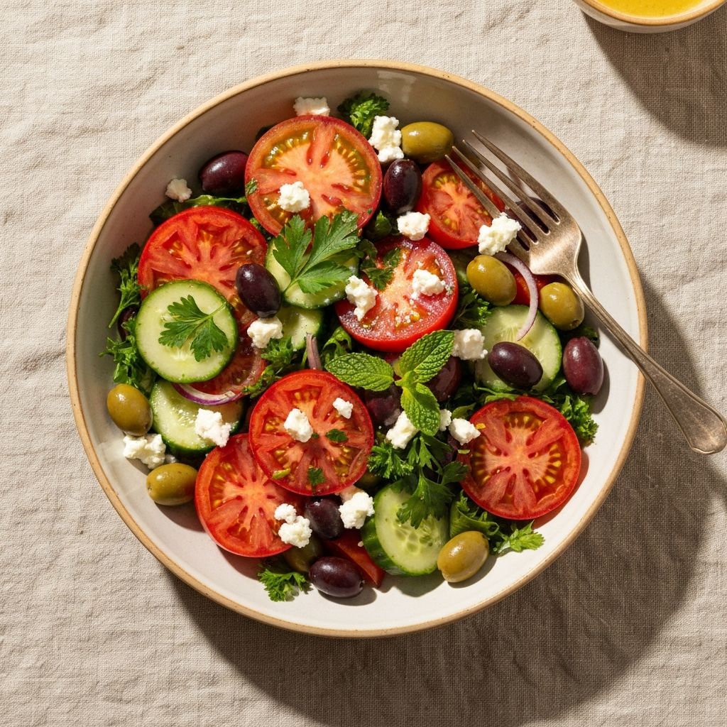 Salada Mediterrânea com Tomate Heirloom