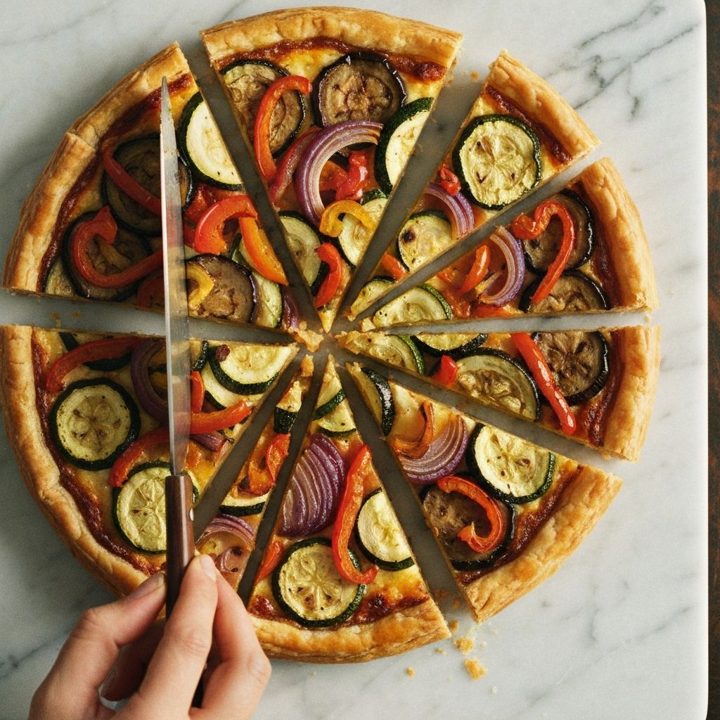 Tarte de legumes assados com ricotta e mel de laranjeira